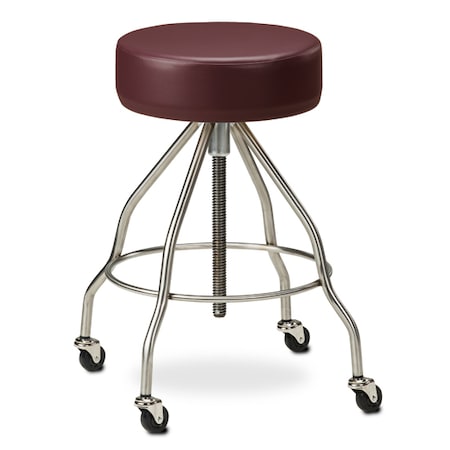 Stainless Steel Stool With Casters, Warm Gray